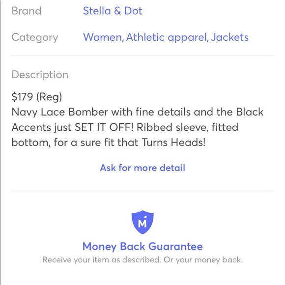 NWT Stella & Dot navy lace bomber - Picture 2 of 3